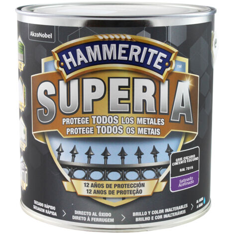 Hammerite Superia Esmalte antioxidante al agua Satinado Gris Oscuro 2,5 L (1/2)