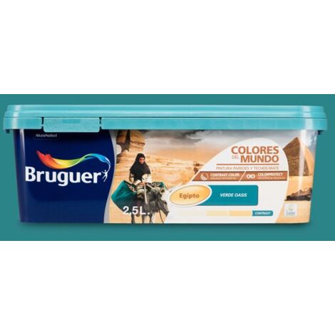 Bruguer Colores del Mundo Pintura para paredes monocapa Egipto Verde Oasis 2,5 L