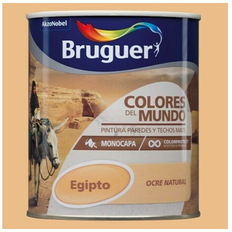 Bruguer Colores del Mundo Pintura para paredes monocapa Egipto Ocre Natural 750 ml (1/4)