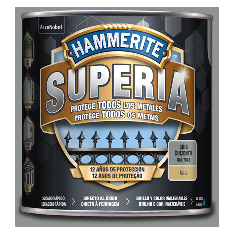 Hammerite Superia Esmalte antioxidante al agua Mate Gris 2,5 L