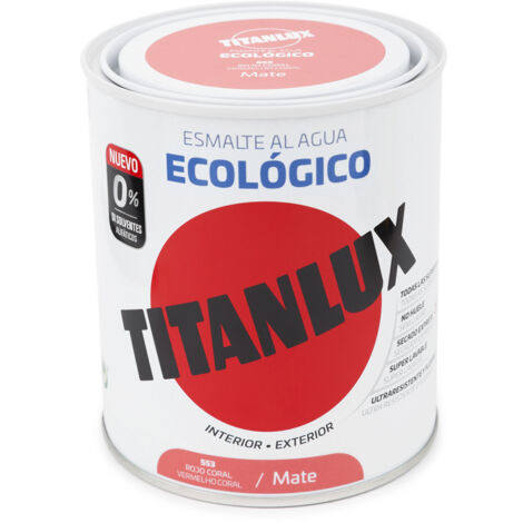 Titanlux Ecológico Esmalte al agua mulisuperficie Mate Rojo Coral 750 ml