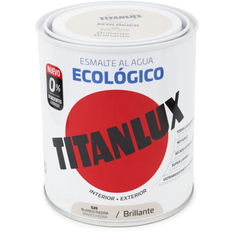 Titanlux Ecológico Esmalte al agua mulisuperficie Brillante Blanco Piedra 750 ml (1/2)