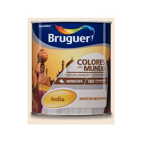 Bruguer Colores del Mundo Pintura para paredes monocapa India Matiz de Melocotón 750 ml