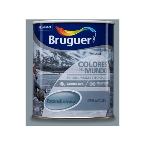 Bruguer Colores del Mundo Pintura para paredes monocapa Escandinavia Gris Natural 750 ml