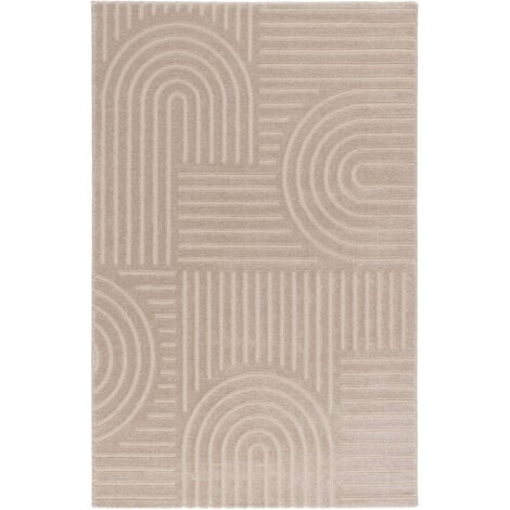 Tapis Salon à poil court, Boho géométrique - Beige - 160cm x 230cm