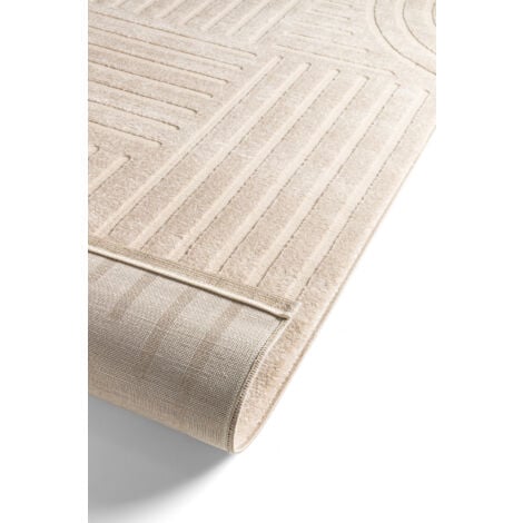 Tapis Salon à poil court, Boho géométrique - Beige - 160cm x 230cm