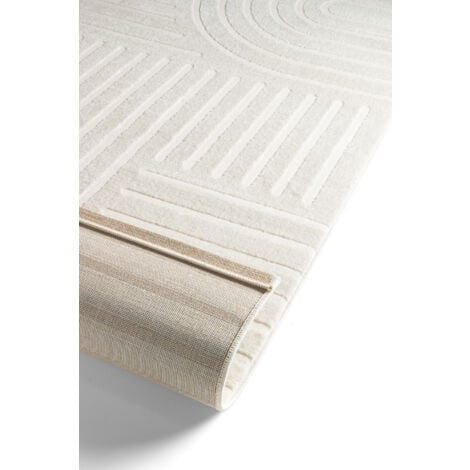 Tapis Salon à poil court, Boho géométrique - Blanc - 80cm x 220cm