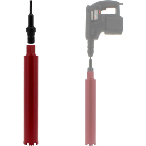 Diamantbohrkrone Ø 71 mm mit Adapter für Bohrmaschine und SDS-plus-Bohrhammer
