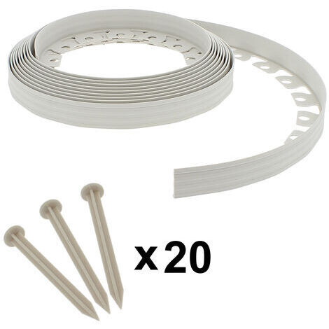GT Garden flexible Rasenkante - Beetumrandung, Weiss, 4 cm x 10m inkl. 20 Befestigungstiften