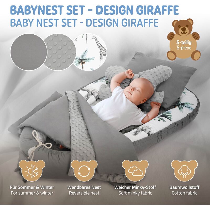 Babynestchen Babykokon Kuschelnest MINKY Babynest Nestchen Reisebett  Säugling