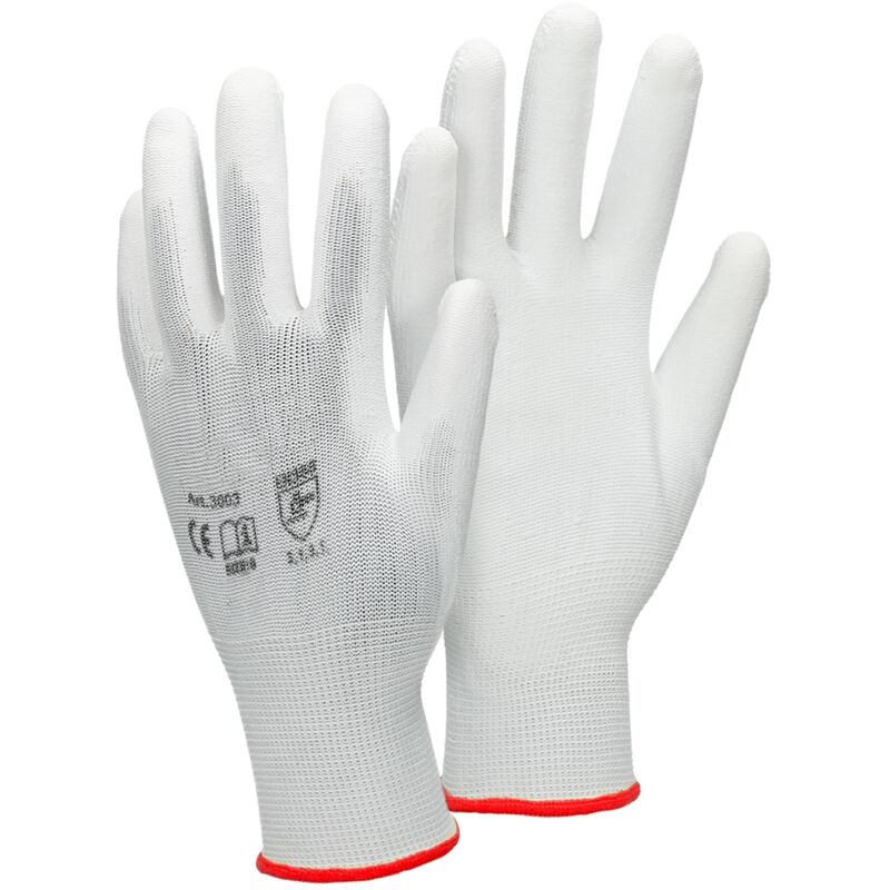 ECD Germany 4 Paar Arbeitshandschuhe mit PU-Beschichtung, Größe 7-S, Weiß,  Mechanikerhandschuhe Montagehandschuhe Schutzhandschuhe Gartenhandschuhe  Handschuhe, verschiedene Farben & Größen