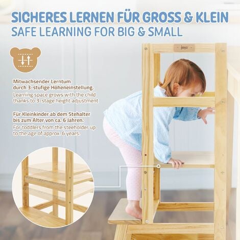 2 in 1 Montessori Lernturm Kinder Learning Tower Lernstuhl Hochstuhl  Tritthocker