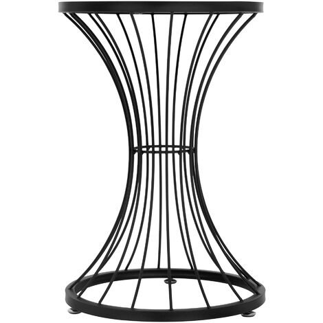 ML-Design Beistelltisch Stundenglas-Form, Ø 38x57 cm, Schwarz, aus Metall, Holz Tischplatte, Standsichere Drahtgestell, Couchtisch Sofatisch Wohnzimmertisch Metalltisch Kaffeetisch Nachttisch