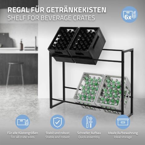 Étagère Métallique Pour Caisses De Boissons - 3 Niveaux - Capacité 6 Caisses - Dimensions 104x32x117.3cm - Brun Rustique - 5