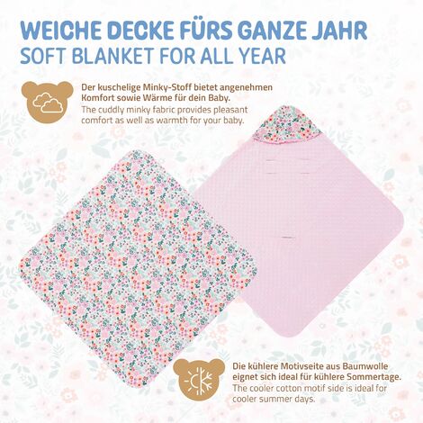 HonestBaby Bio-Baumwoll-Decke – Leicht & Kuschelweich Mit Erdbeerrosa Blumenmuster