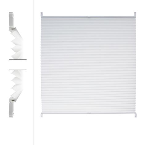 ECD Germany Plissee 70 x 100 cm Weiß Klemmfix EasyFix ohne