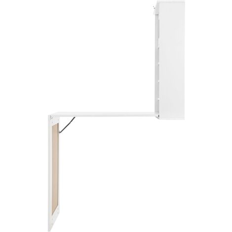 ML-Design Wandtisch klappbar, Weiß, Wandklapptisch mit Tafel, 8 Fächern und Pinnwand, Schreibtisch zum ausklappen, Klapptisch Wandmontage, Klappschreibtisch mit Regal, Esstisch Laptoptisch Bartisch
