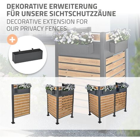ML-Design Blumenkasten für Mülltonnenverkleidung und Balkon, 50 x 12 x 15  cm, Anthrazit, aus Stahl