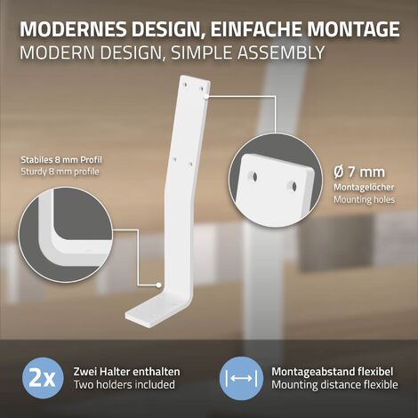 ML-Design 2 Stück Rückenlehnenhalterung, Weiß, Bankkufen
