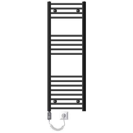 ECD Germany Badheizkörper Elektrisch 400 x 1200 mm Anthrazit gerade mit Seitenanschluss inkl. Heizstab Große Leistung 900W Chrom-Heizkörper Heizung Handtuchwärmer Handtuchtrockner Handtuchheizkörper (1/5)