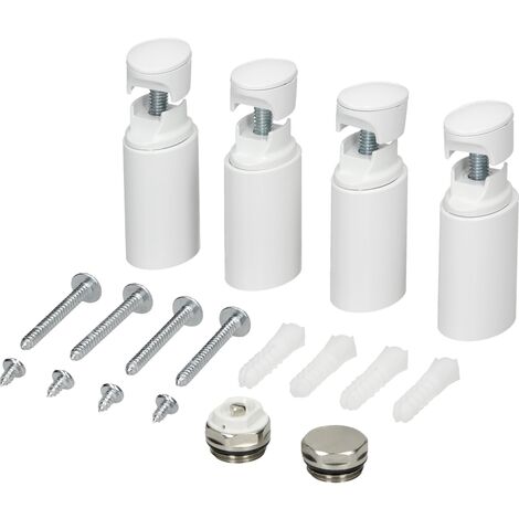 LuxeBath Halterung für Badheizkörper - Weiß - für gerade und gebogene Modelle - Montagematerial, Befestigung Satz, Montage Set, Aufhängung Halter für Heizkörper, Handtuchwärmer & Handtuchtrockner