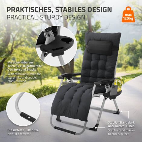 Soontrans 2er-Set Klappliegen - Wetterfeste Gartenliegen Mit Polster, Nackenkissen & Getränkehalter, Verstellbar 90-170°