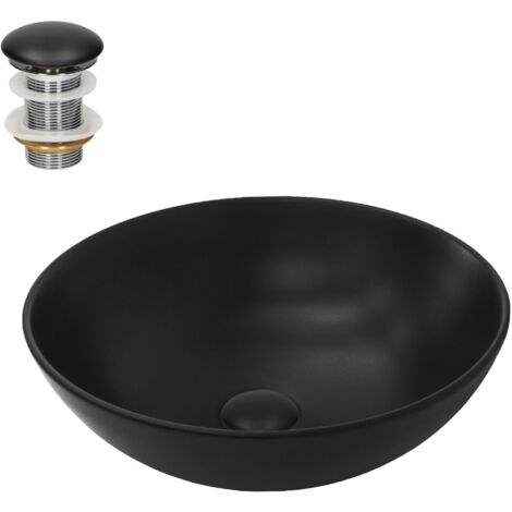 PetierWeit Keramik Waschbecken Weiß, Rund - 51x51x11.5 Cm Aufsatzwaschbecken Mit Verstecktem Ablauf (ohne Überlauf)
