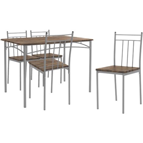 ML-Design Esstisch mit 4 Stühlen, Treibholz, Essgruppe Set 5-tlg für 4 Personen, Holz, Esszimmerstühle mit Metallbeinen, Küchentisch Set, Esszimmergarnitur, Sitzgruppe für Esszimmer Wohnzimmer Küche (1/5)