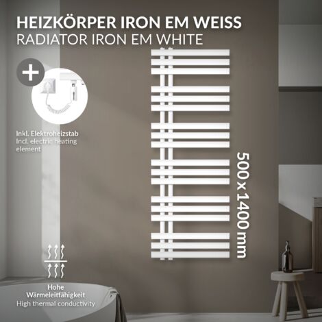 ESOP Badheizkörper Elektrisch Schwarz Mit 2 Ablagen, 200W 1300 * 500mm Handtuchheizkörper Luxus, Handtuchtrockner Elektrisch Und Badezimmer Regal Integriertes Design, Mit Thermostat & Timer