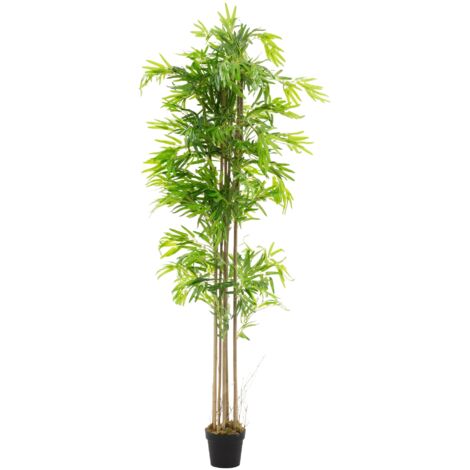 ML-Design Künstlicher Bambus 210 cm, Künstliche Pflanzen groß, Kunstpflanze mit Echtholzstamm, Fake Plastik Pflanze Dekoration im Topf für Indoor und Outdoor, Kunstbaum wie echt für Wohnzimmer Büro (1/5)