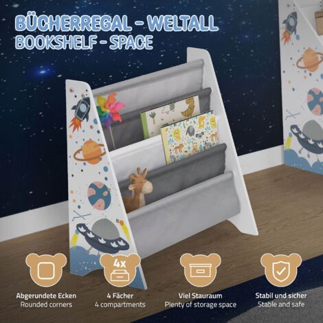 SoBuy KMB45-W Kinderplank, Boekenplank Opbergplank Met 4 Planken Voor Boeken En Decoratie