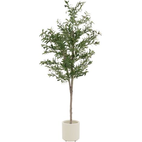 HOMCOM Künstlicher Olivenbaum 120 cm Kunstpflanze Innen, künstliche Pflanze Dekoration für Haus, Büro, Wohnzimmer, Schlafzimmer