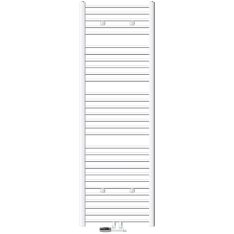 ECD Germany Badheizkörper Mittelanschluss 600 x 1800 mm Weiß gerade mit Thermostat und Anschlussgarnitur Eck Wand Weiß - Heizkörper Heizung Handtuchwärmer Handtuchtrockner Handtuchheizkörper (1/5)