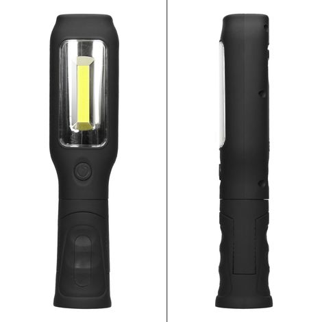 ECD Germany LED COB 3W Arbeitsleuchte Akku mit Magnet, drehbare Griff,  inkl. 2 Haken, Arbeitslampe Handlampe