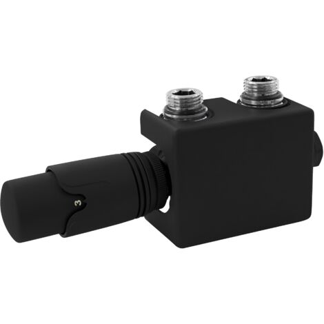 Hahnblock Heizkörper Set – Mittelanschluss 50 Mm, Eckform, Inkl. Thermostatkopf, Für Badheizkörper