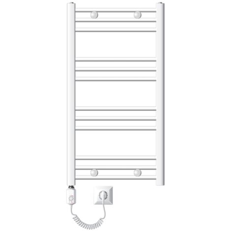 ECD Germany Heizstab 600W Weiß - Mit Thermostat Für Badheizkörper & Handtuchtrockner, IP44, 13-65°C