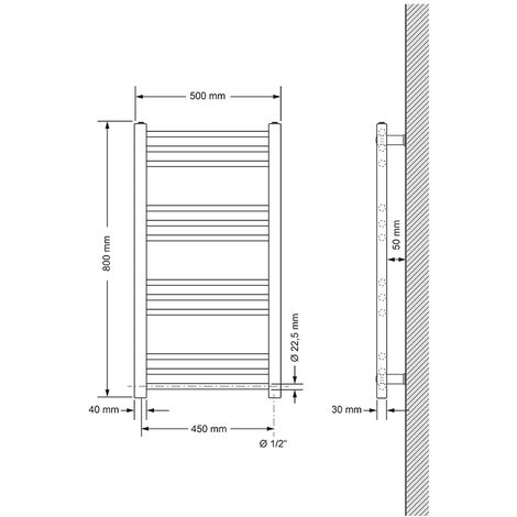 Meykoers Handtuchheizkörper Weiß 1176x600mm Warmwasser-Handtuchwärmer