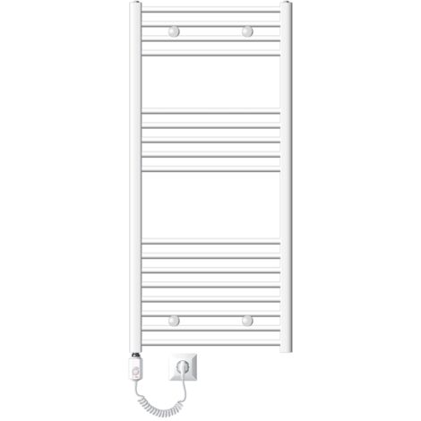 ECD Germany Badheizkörper Elektrisch 600 x 1200 mm Weiß gerade mit Seitenanschluss inkl. Heizstab 1200W Große Leistung - Design Heizkörper Handtuchwärmer Handtuchtrockner Handtuchheizkörper Heizung (1/5)
