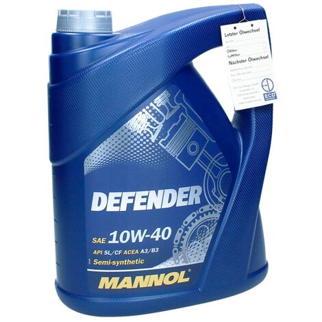 5L MANNOL Defender 10W-40 Motoröl + Auslaufschlauch