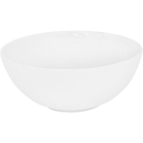 ECD Germany Waschbecken Waschtisch Ø 320 x 135 mm aus Keramik Rund Weiß - Aufsatzbecken Aufsatzwaschbecken Handwaschbecken Aufsatzwaschtisch Spülbecken Becken Wasserfall Waschschale Waschschüssel