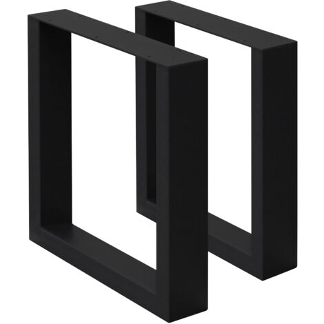 ECD Germany 2er Set Tischbeine 40x43 cm, Schwarz, Stahl pulverbeschichtet, Industriedesign, Vierkantprofil, Metall Tischkufen Tischuntergestell Tischgestell Möbelfüße Bankkufen Bankgestell Bankbeine