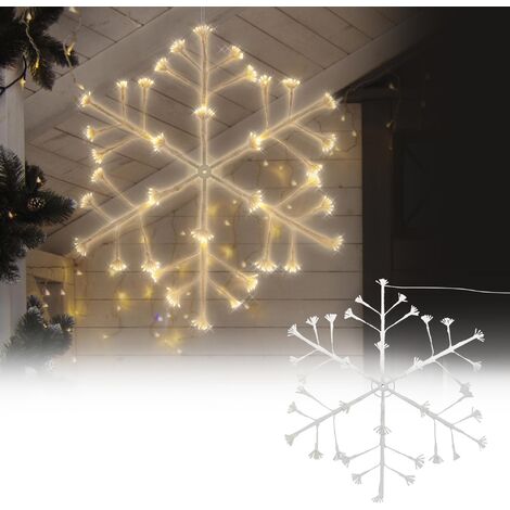 ECD Germany LED Schneeflocke mit 288 warmweißen LEDs, 87cm, Dekorative  Hängende Weihnachtsbeleuchtung für Innen/Außen, IP44