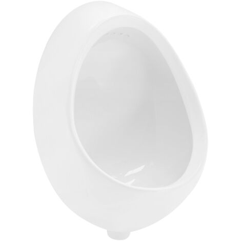 ECD Germany Urinal Weiß Zulauf von hinten, Hochwertige Keramik Pinkelbecken, Modernes Design Pissoir, 35x46x30 cm, oval, Spülrand geschlossen, Senkrechter Ablauf, WC-Urinal Absaugeurinal Urinalbecken (1/5)