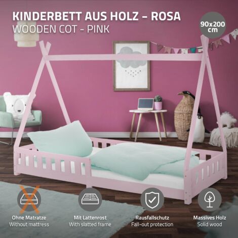 ML-Design Kinderbett Hausbett 90x200cm - Mit Schubladen & Rausfallschutz Aus Kiefernholz