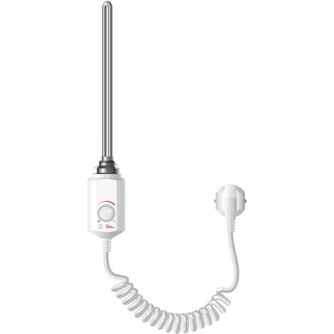 ECD Germany Heizstab 900W Weiß für Badheizkörper, Heizpatrone mit Thermostat für Heizkörper, Elektronischer Temperaturregler, Heizelement mit Stecker, Elektroheizstab für Heizungen & Handtuchtrockner