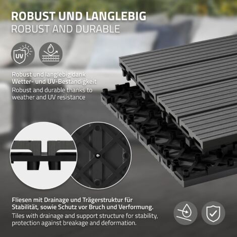 WPC Terrassenfliese Dunkelbraun Holzoptik | WPC-Terrassenfliesen