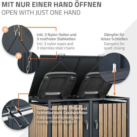 STEELSN Kestra Mülltonnenbox 3er - Verkleidung Für 240L Tonnen In Anthrazit