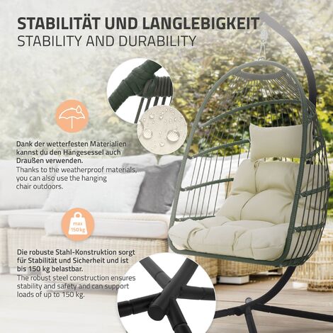 Hängesessel mit Gestell Kissen Hängeschaukel Hängestuhl Indoor