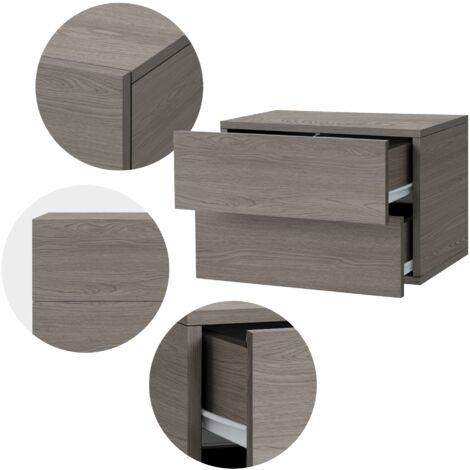 Juskys Wand Nachttisch Mit 2 Schubladen - Platzsparender Wandschrank 40x29x30 Cm