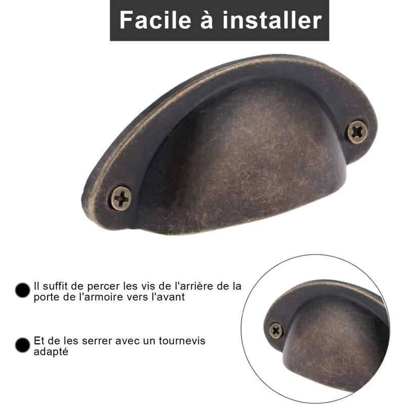 Set 12 Maniglie Per Armadio E Cassetti In Metallo - Stile Retr&ograve; Con Viti E Borsa Di Storage